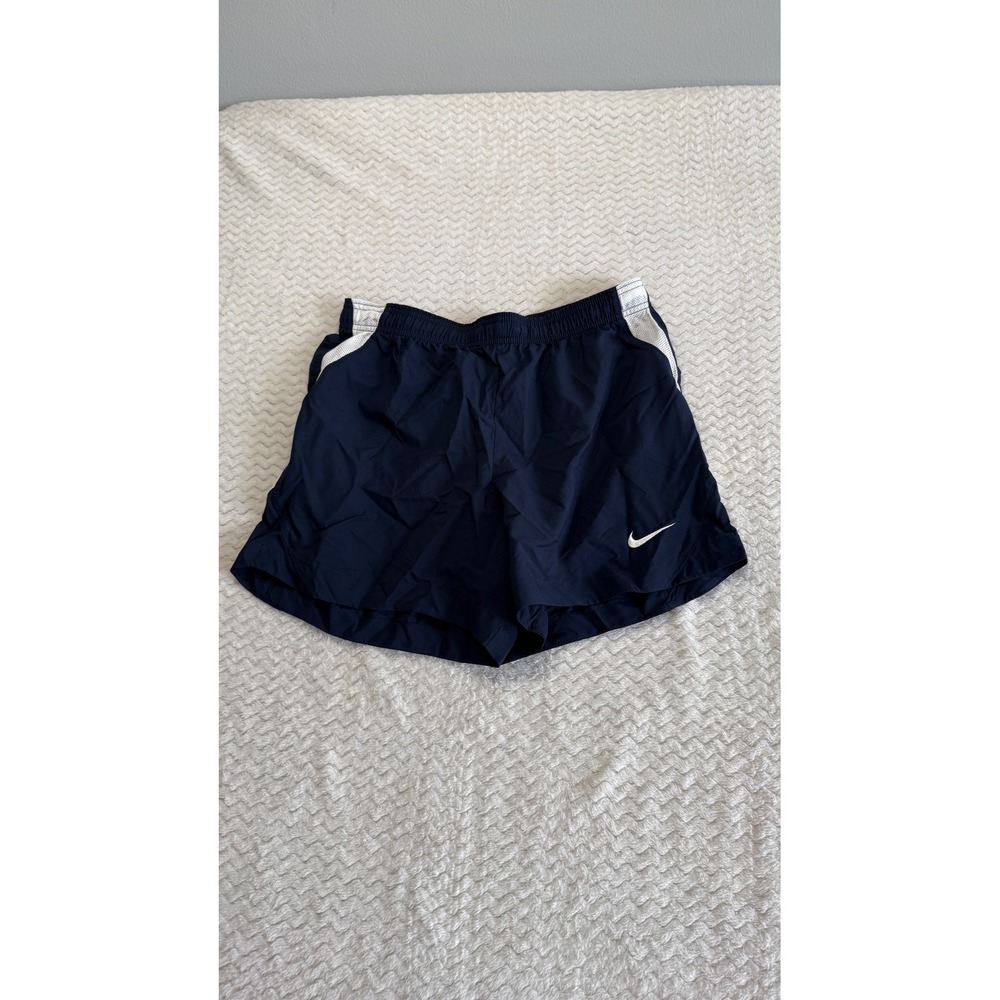 Nike Dri-FIT Women Navy Blue Running Shorts Medium Mesh Trim 4262